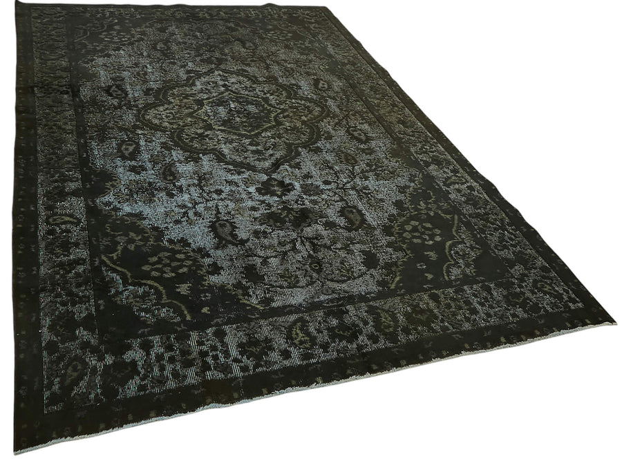 Besko Madalyon Desenli Siyah Gri Klasik El Dokuma Halı 196x314 cm – genel görünüm