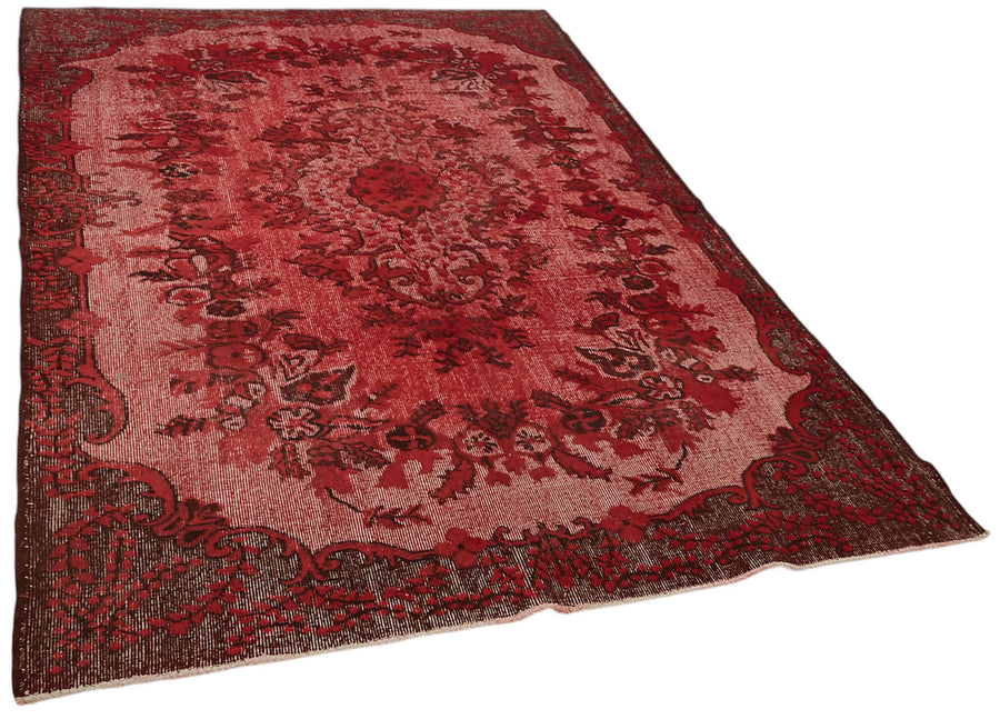 Besko Oyma Desenli Kırmızı Gri Madalyon El Dokuma Halı 180x278 cm – genel görünüm