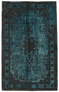 Besko Turkuaz Siyah Madalyon Oyma El Dokuma Halı 157x253 cm