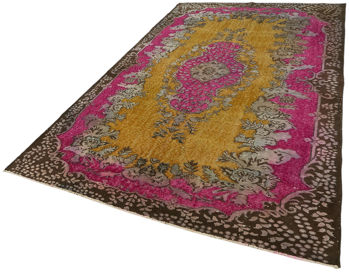 Besko Madalyon Desenli Sarı Oyma Kabartma Halı 177x303 cm 47072 – doku yakın çekim