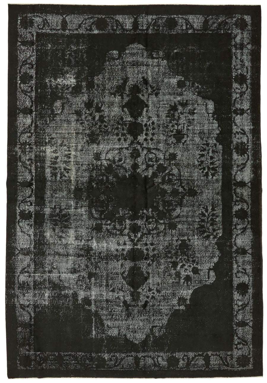 Besko Siyah Gri Madalyonlu Oyma El Dokuma Halı 206x295 cm