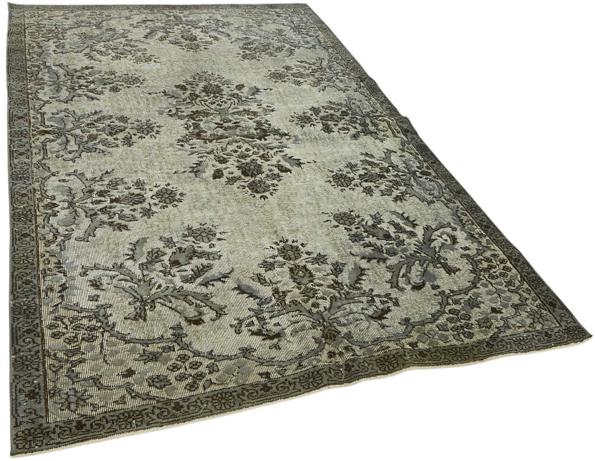 Besko Gri Antrasit Oyma Madalyon Desenli Vintage El Dokuma Halı 162x262 cm – genel görünüm