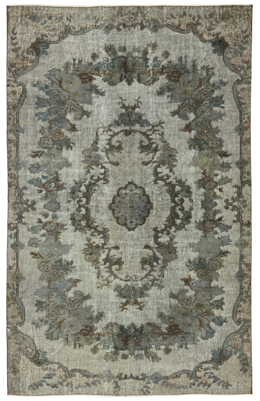 Besko Mavi Gri Oyma Desenli 30-70 Yıllık El Dokuma Halı 171x273 cm