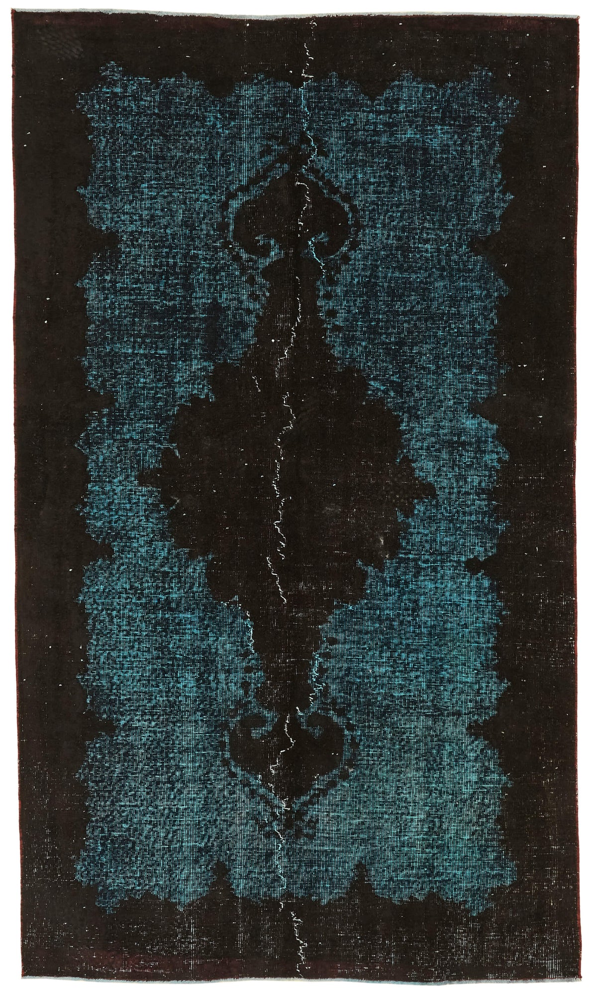 Besko Siyah Turkuaz Oyma Madalyon Desenli Etnik El Dokuma Halı 151x255 cm