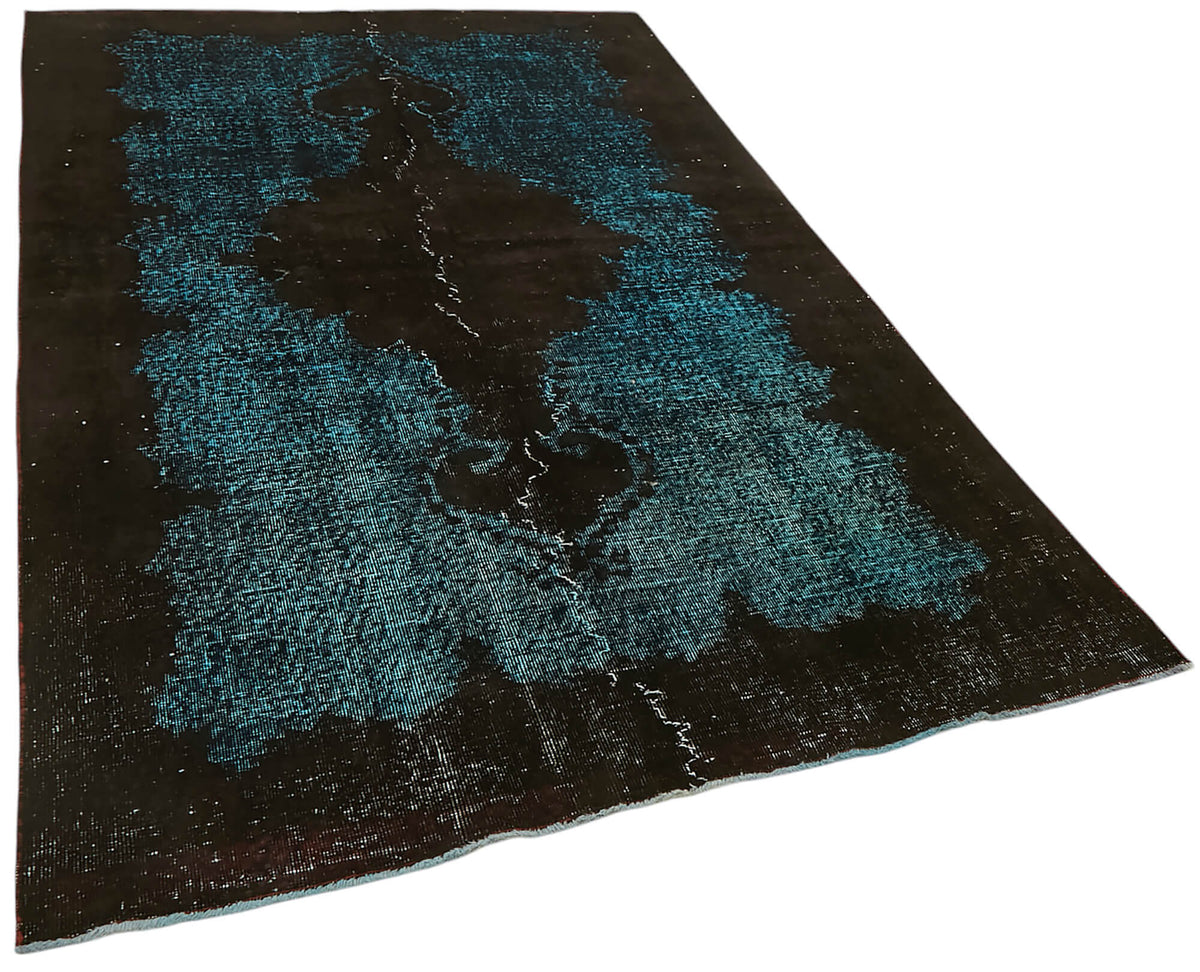 Besko Siyah Turkuaz Oyma Madalyon Desenli Etnik El Dokuma Halı 151x255 cm – genel görünüm