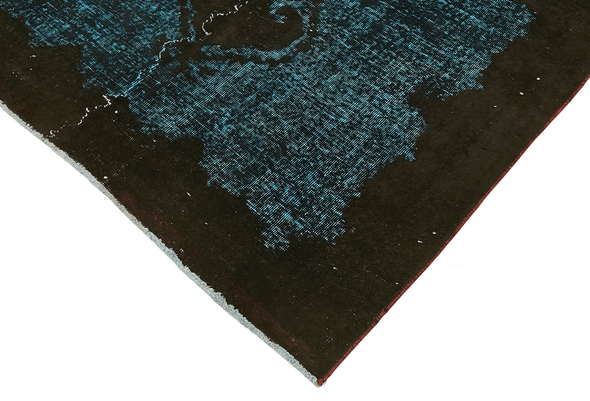Besko Siyah Turkuaz Oyma Madalyon Desenli Etnik El Dokuma Halı 151x255 cm – detay görünümü