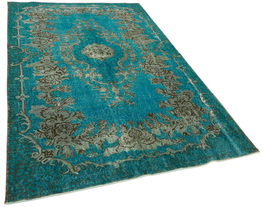 Besko Turkuaz Gri Madalyon Desenli Oyma El Dokuma Halı 147x262 cm – genel görünüm