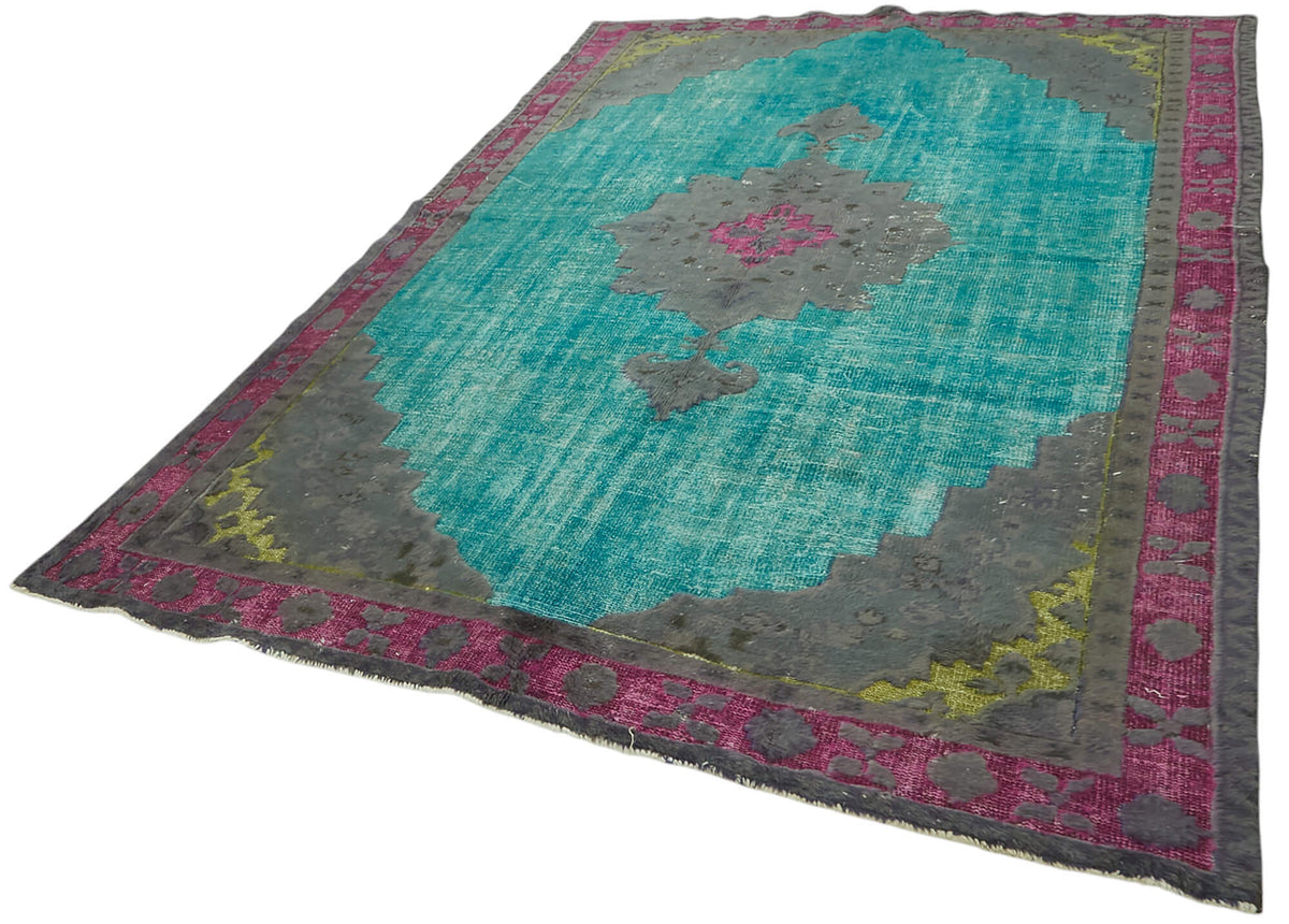 Besko Madalyon Desenli Turkuaz Gri Oyma Dokuma Halı 215x306 cm – doku yakın çekim