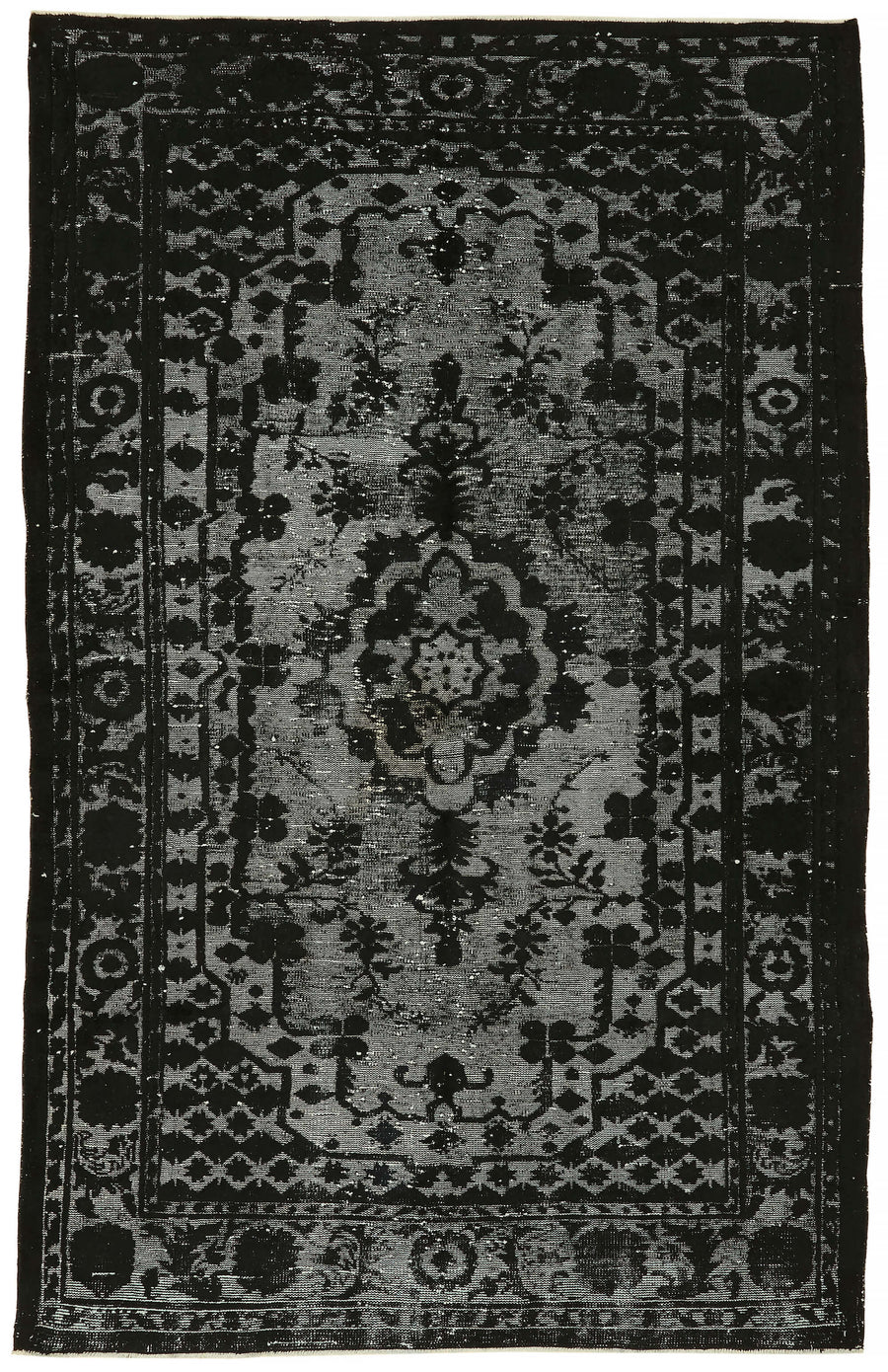 Besko Siyah Gri Halı Kabartma Desenli Vintage El Dokuma 182x289 cm