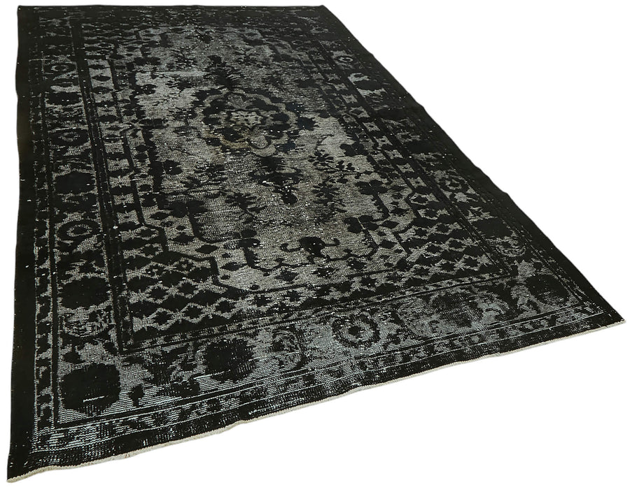 Besko Siyah Gri Halı Kabartma Desenli Vintage El Dokuma 182x289 cm – genel görünüm
