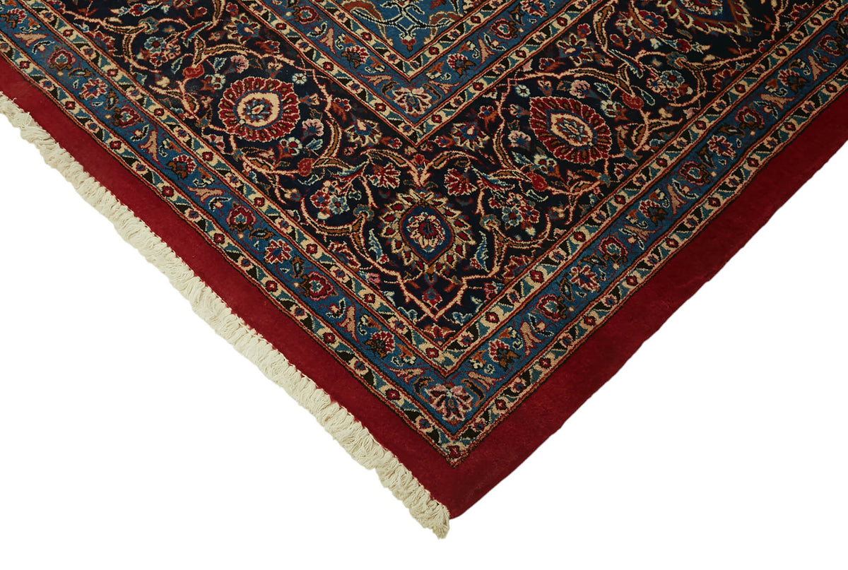 Rusvo Kırmızı Lacivert Madalyon Desenli Klasik El Dokuma Halı 305x389 cm – detay görünümü