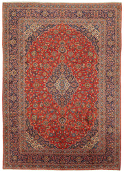 Rusvo Kırmızı Dokuma Halı Madalyon Desenli Yün Vintage 305x428 cm
