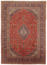 Rusvo Kırmızı Dokuma Halı Madalyon Desenli Yün Vintage 305x428 cm