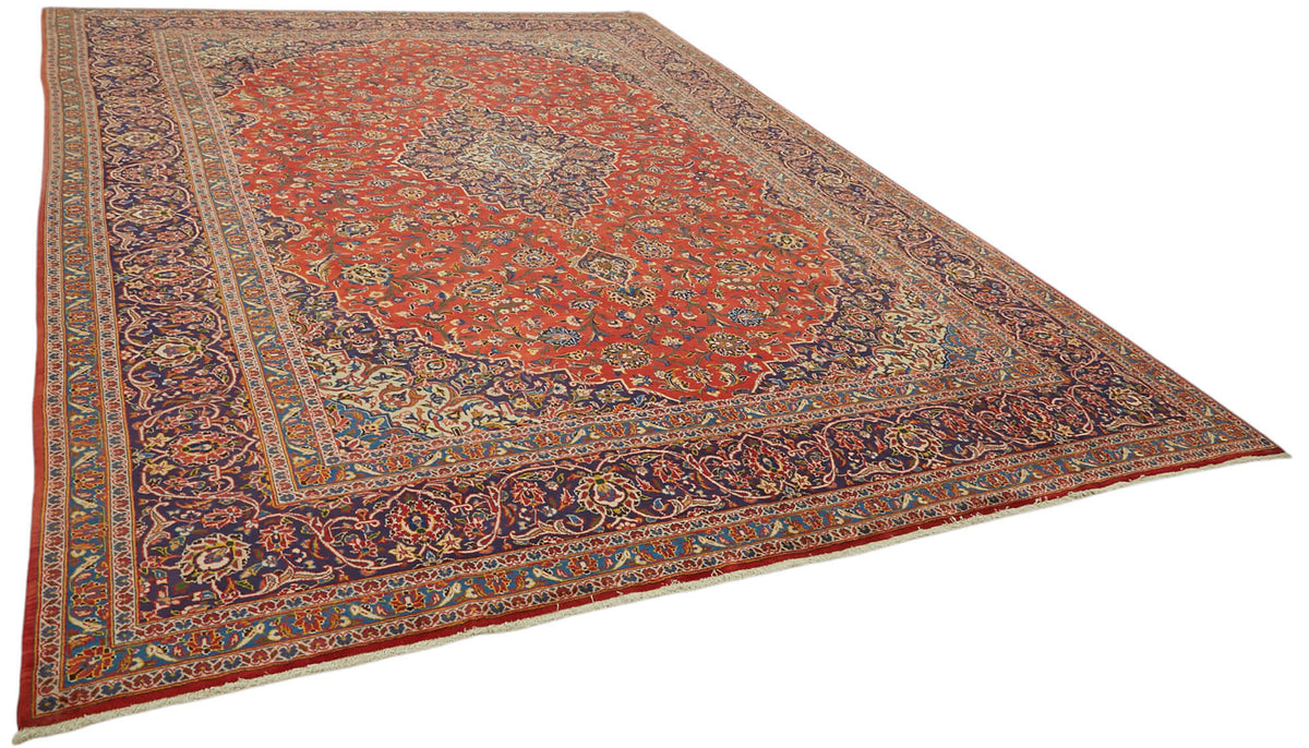 Rusvo Kırmızı Dokuma Halı Madalyon Desenli Yün Vintage 305x428 cm – genel görünüm