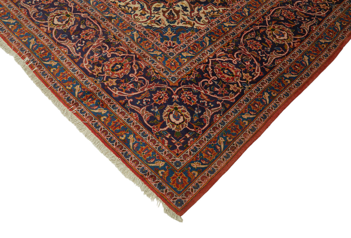 Rusvo Kırmızı Dokuma Halı Madalyon Desenli Yün Vintage 305x428 cm – detay görünümü