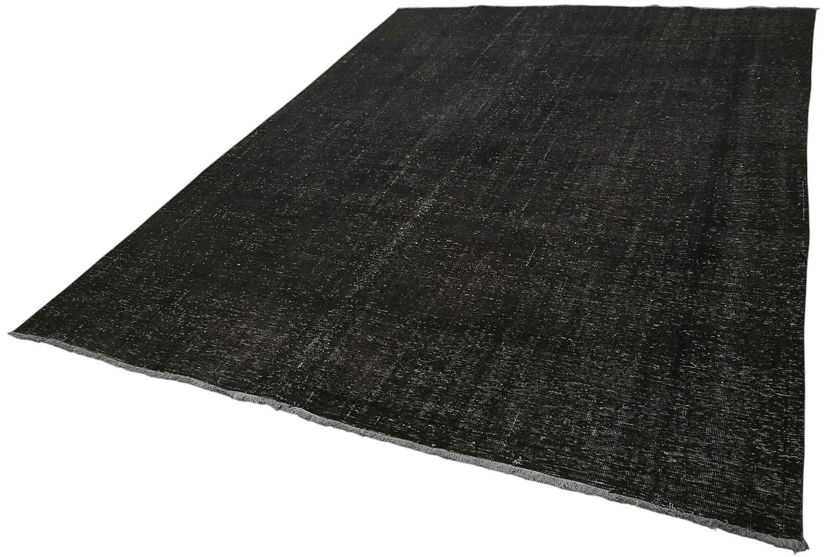 Zelko Overdyed Siyah Gri Düz El Dokuma Vintage Halı 280x377 cm 47154 – doku yakın çekim
