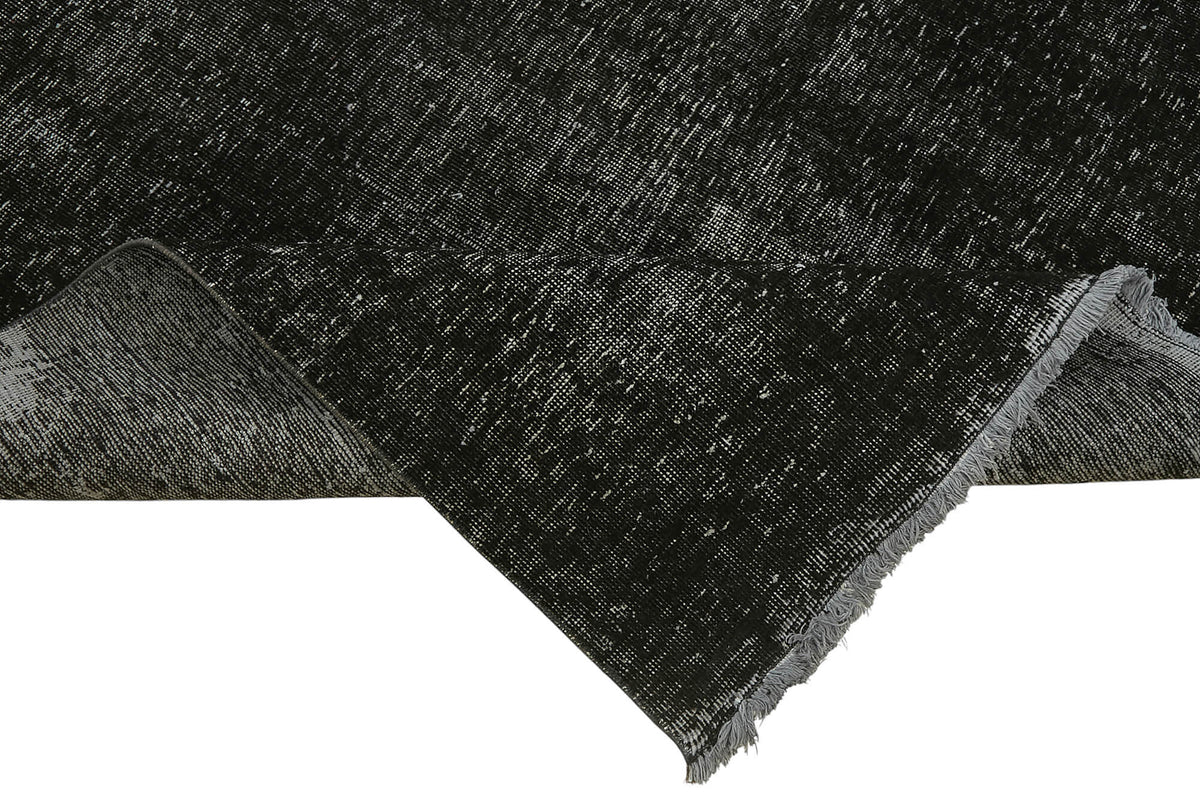 Zelko Overdyed Siyah Gri Düz El Dokuma Vintage Halı 280x377 cm 47154 – kenar detayı