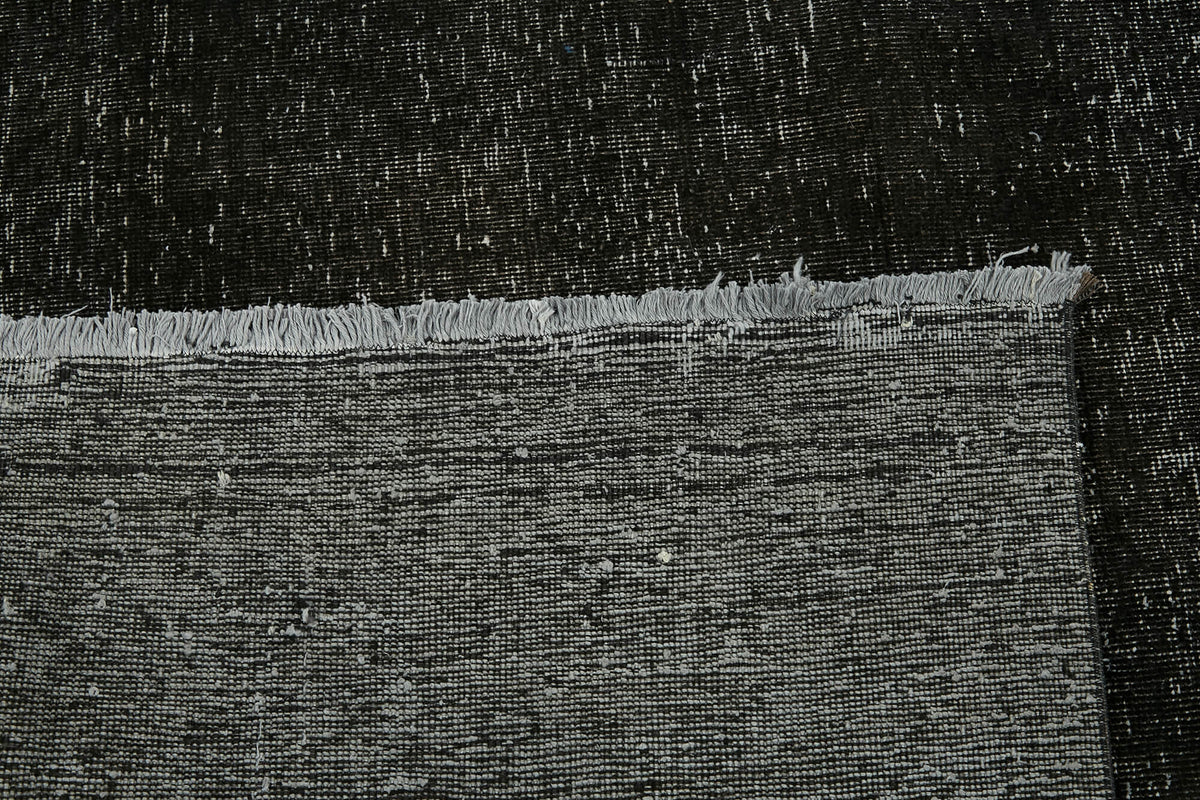Zelko Overdyed Siyah Gri Düz El Dokuma Vintage Halı 280x377 cm 47154 – arka yüz görünümü