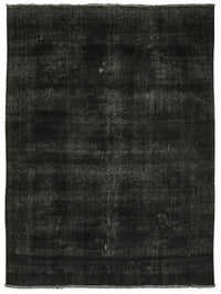 Zelko Desensiz Düz Siyah Gri Vintage El Dokuma Halı 280x380 cm