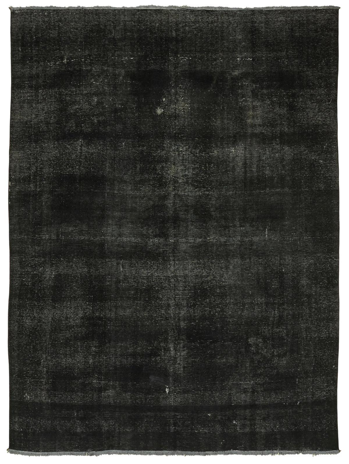 Zelko Desensiz Düz Siyah Gri Vintage El Dokuma Halı 280x380 cm