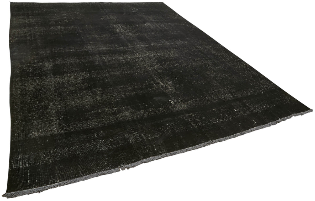 Zelko Desensiz Düz Siyah Gri Vintage El Dokuma Halı 280x380 cm – genel görünüm