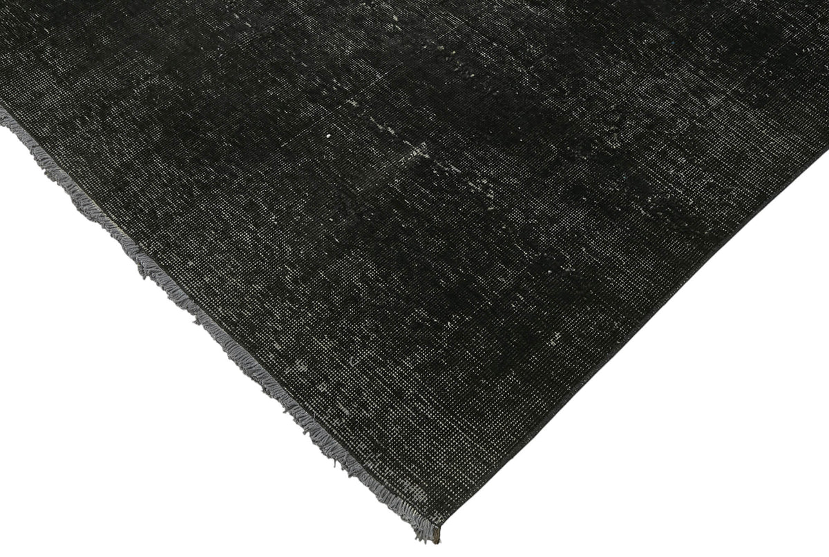 Zelko Desensiz Düz Siyah Gri Vintage El Dokuma Halı 280x380 cm – detay görünümü