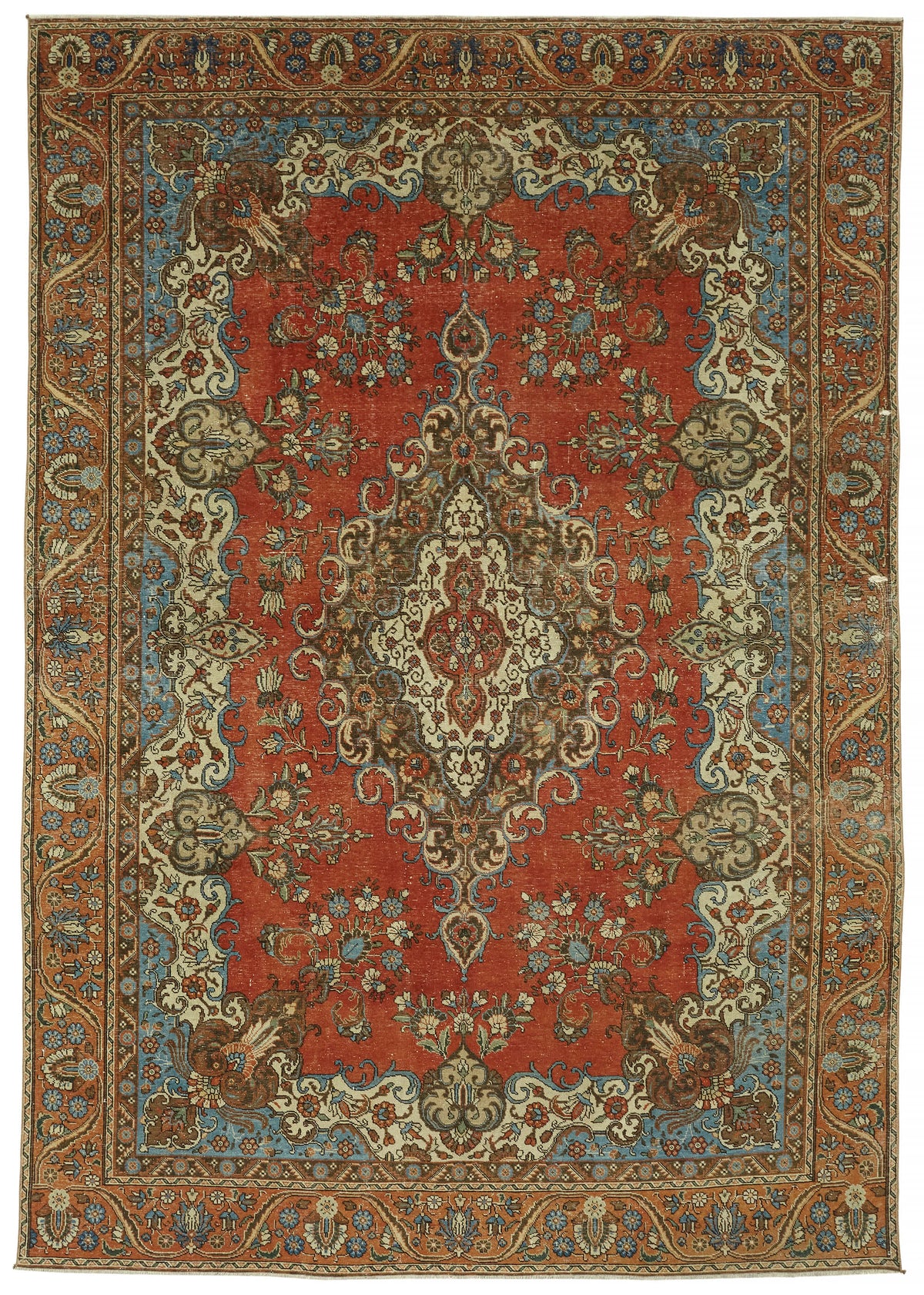 Rusvo Vintage Kırmızı Madalyon Desenli El Dokuma Halı 254x382 cm 47162