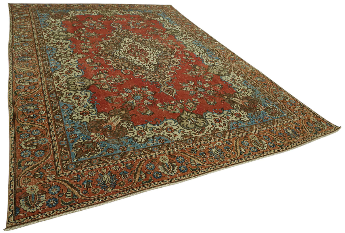 Rusvo Vintage Kırmızı Madalyon Desenli El Dokuma Halı 254x382 cm 47162 – genel görünüm