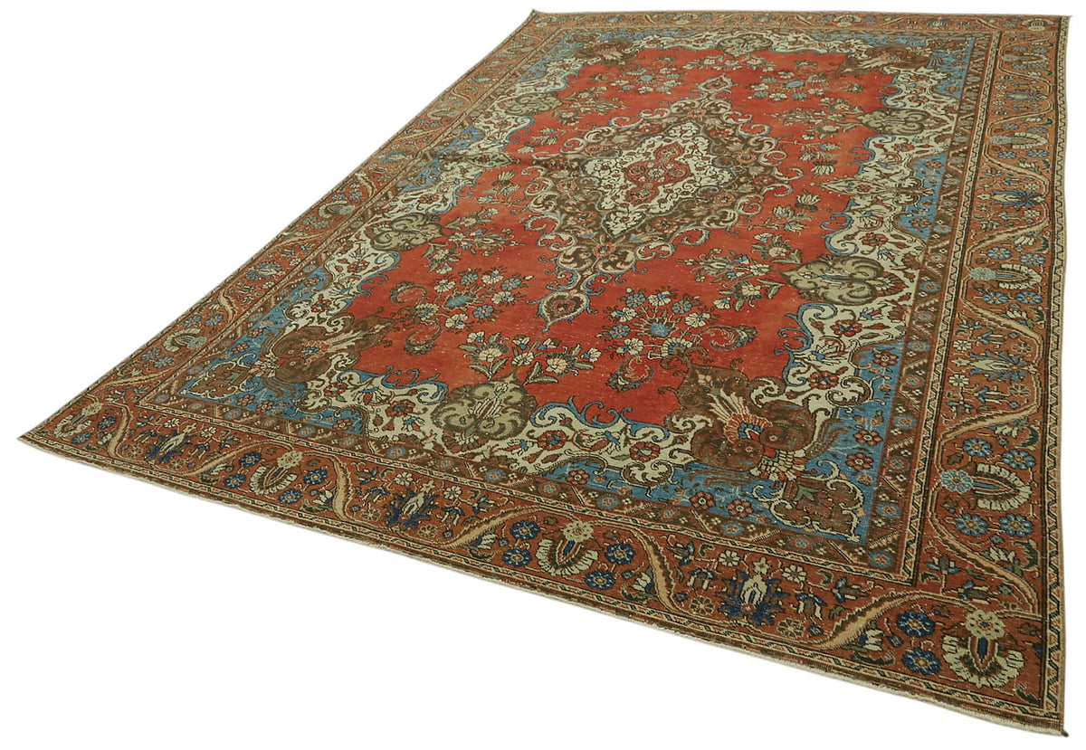 Rusvo Vintage Kırmızı Madalyon Desenli El Dokuma Halı 254x382 cm 47162 – doku yakın çekim