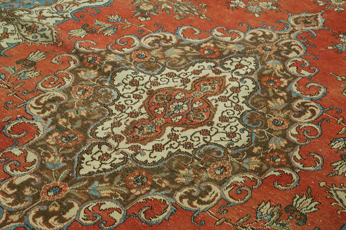 Rusvo Vintage Kırmızı Madalyon Desenli El Dokuma Halı 254x382 cm 47162 – mekânda kullanım