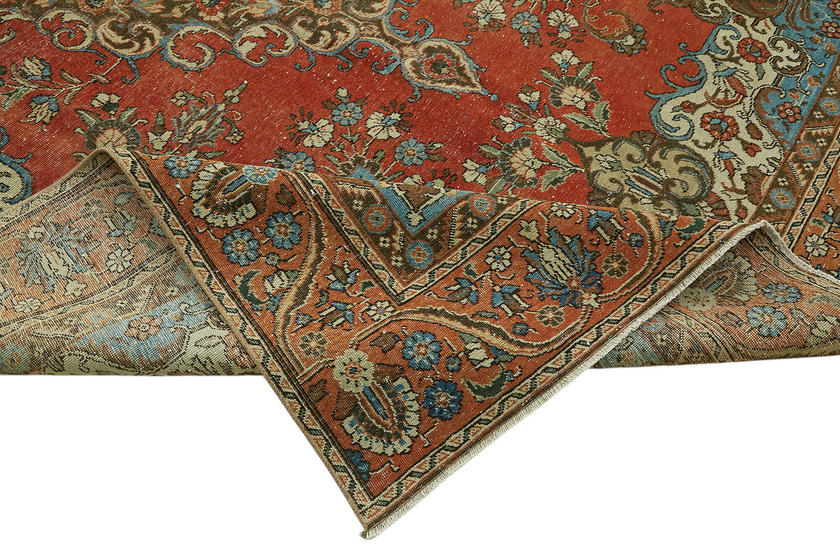 Rusvo Vintage Kırmızı Madalyon Desenli El Dokuma Halı 254x382 cm 47162 – kenar detayı