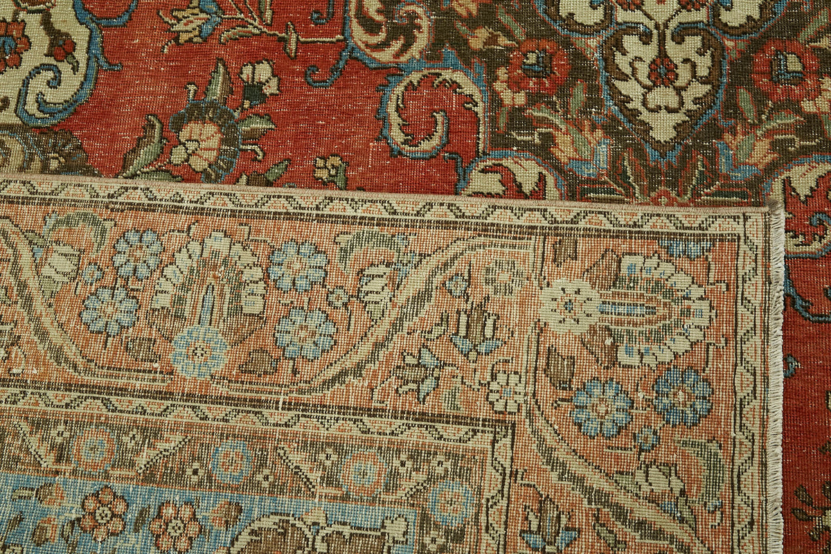 Rusvo Vintage Kırmızı Madalyon Desenli El Dokuma Halı 254x382 cm 47162 – arka yüz görünümü