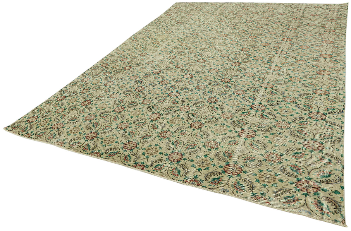 Rusvo Bej Çok Renkli Klasik Geometrik El Dokuma Halı 270x384 cm – doku yakın çekim