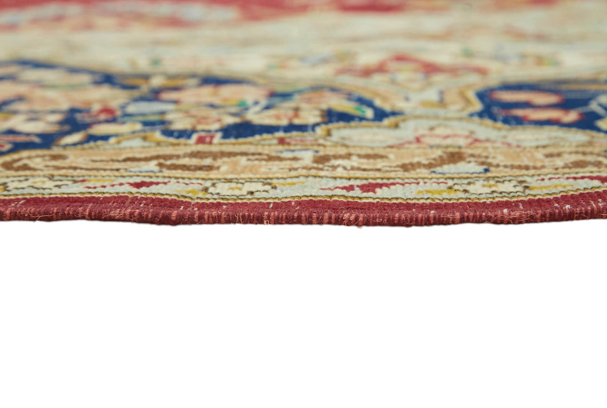 Rusvo Kırmızı Madalyon Desenli Vintage Yün El Dokuma Halı 295x390 cm – farklı açı