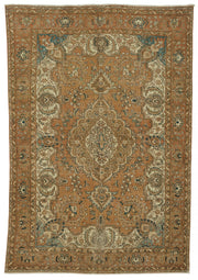 Rusvo Vintage Turuncu Bej Madalyon Desenli El Dokuma Halı 246x354 cm