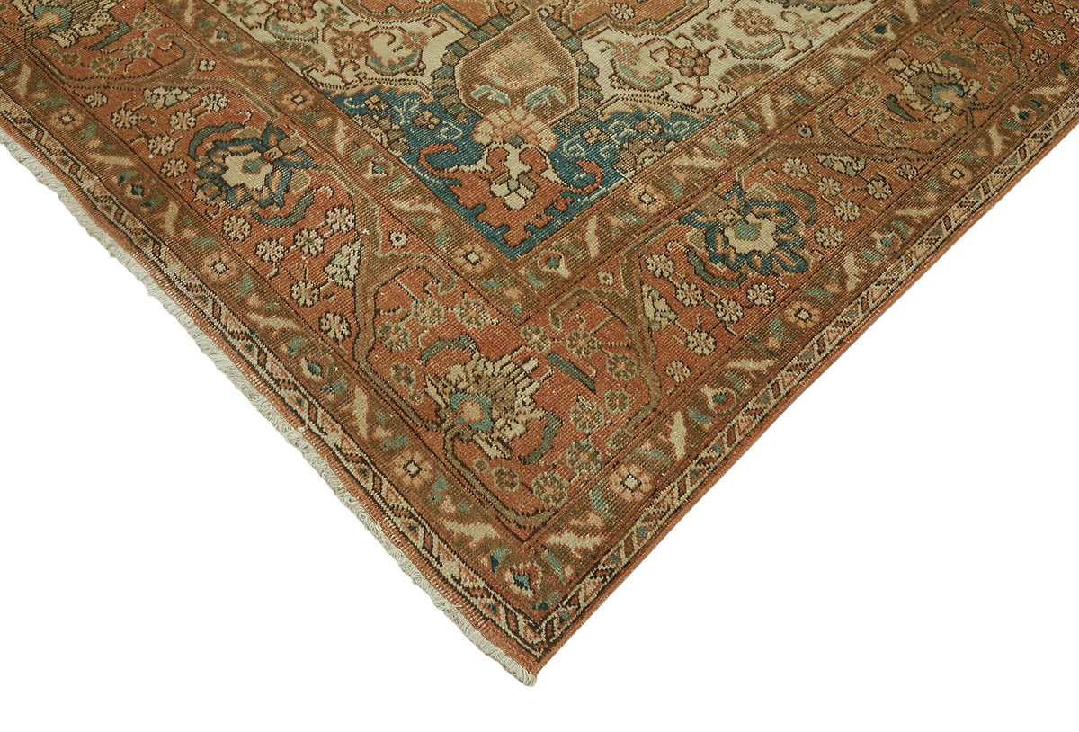 Rusvo Vintage Turuncu Bej Madalyon Desenli El Dokuma Halı 246x354 cm – detay görünümü