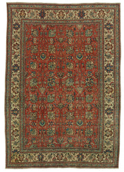 Rusvo Kırmızı Çiçekli Klasik Yün El Dokuma Halı 210x295 cm