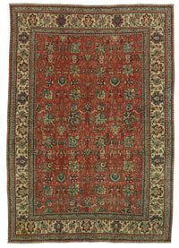 Rusvo Kırmızı Çiçekli Klasik Yün El Dokuma Halı 210x295 cm