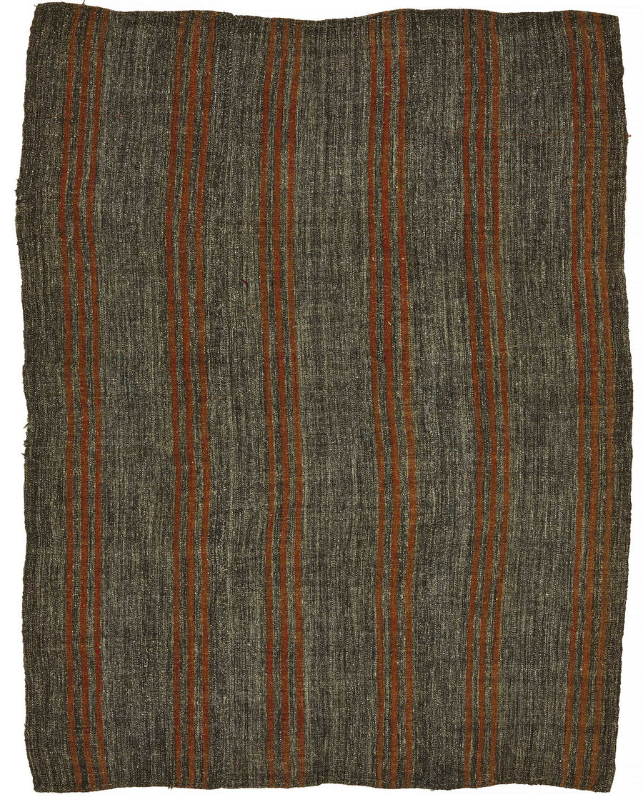 Truvo Gri Çizgili Halı Kıl Kilim 30-40 Yıllık Vintage 185x235 cm
