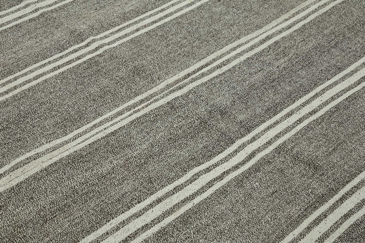 Truvo El Dokuma Gri Ekru Çizgili Modern Kilim 290x333 cm 47195 – mekânda kullanım