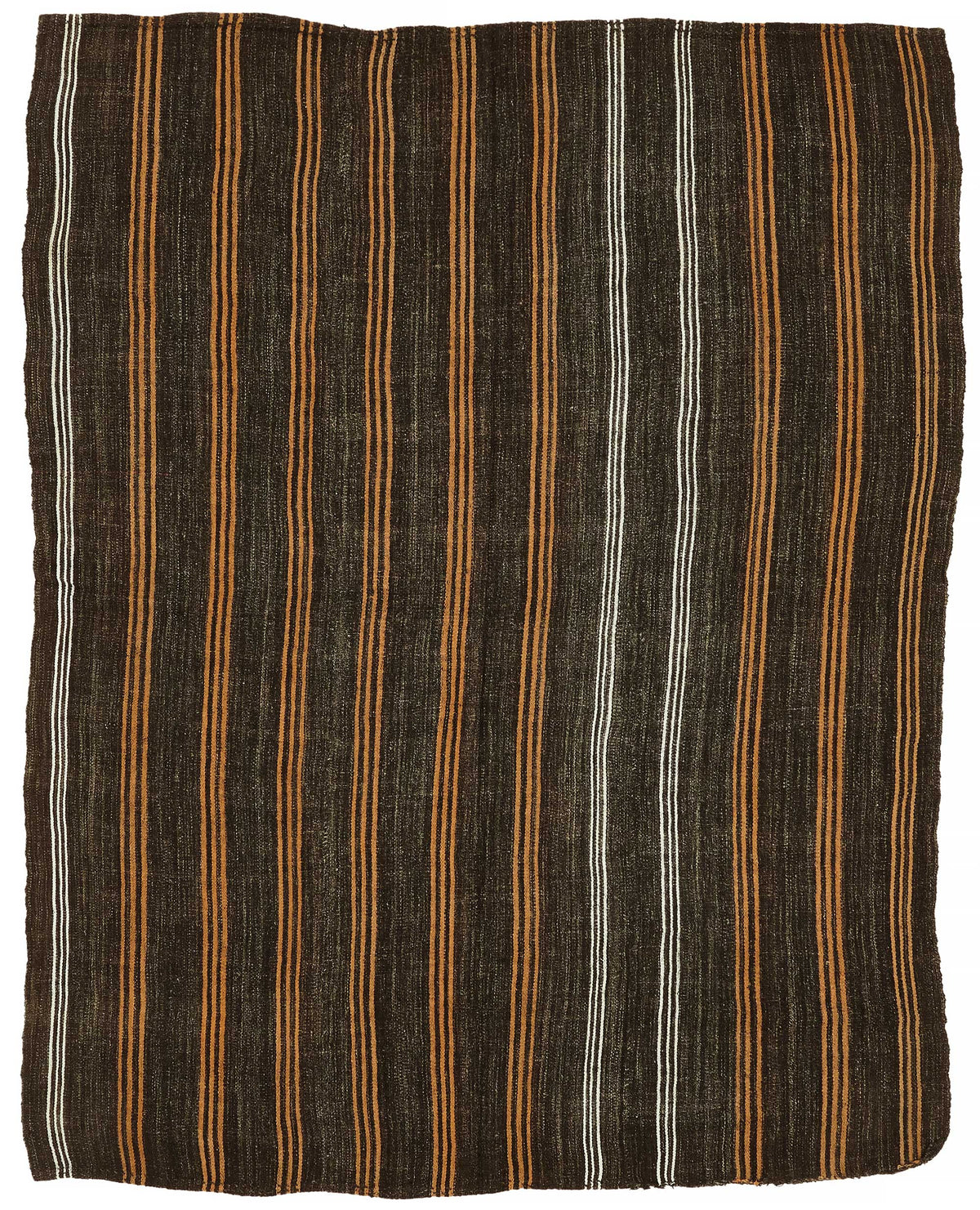 Truvo Çizgili Desenli Kahverengi Beyaz Dokuma Modern Kilim 200x248 cm