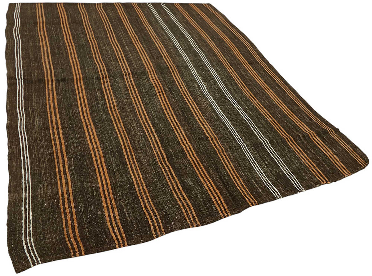 Truvo Çizgili Desenli Kahverengi Beyaz Dokuma Modern Kilim 200x248 cm – genel görünüm