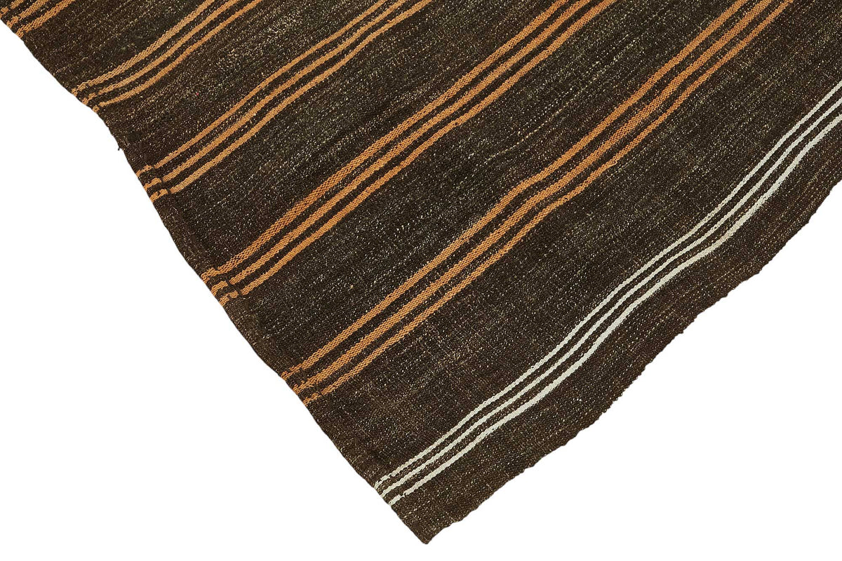 Truvo Çizgili Desenli Kahverengi Beyaz Dokuma Modern Kilim 200x248 cm – detay görünümü