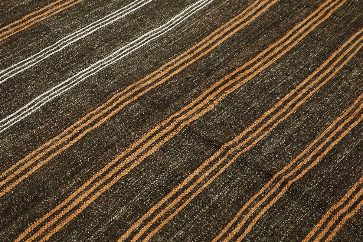 Truvo Çizgili Desenli Kahverengi Beyaz Dokuma Modern Kilim 200x248 cm – mekânda kullanım