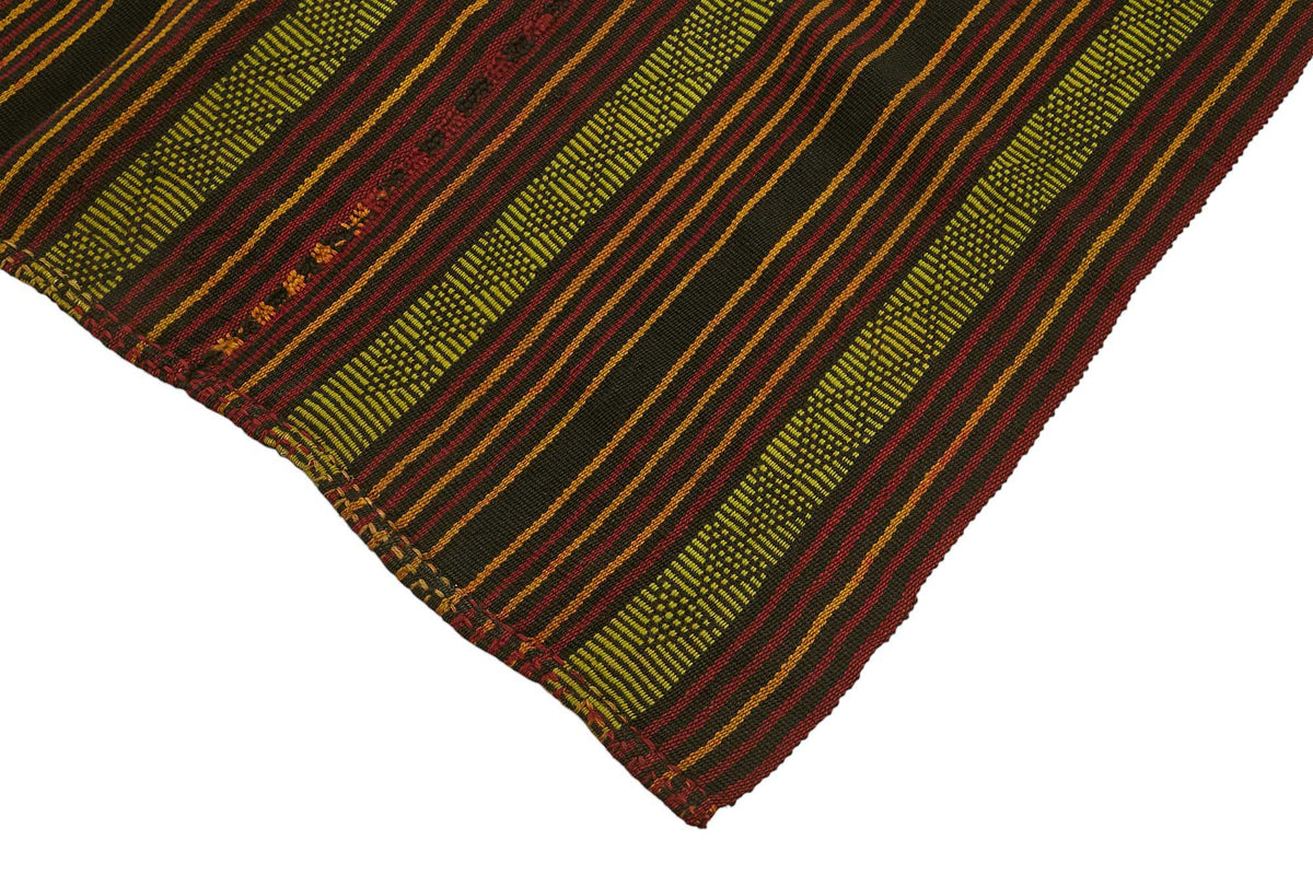 Truvo Yeşil Bordo Çizgili Etnik El Dokuma Kilim 150x354 cm – detay görünümü