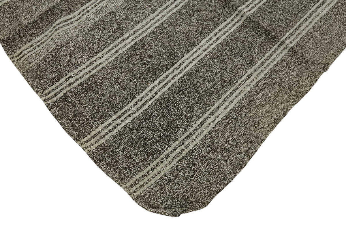 Truvo Gri Bej Çizgili Modern El Dokuma Kilim 280x330 cm – detay görünümü