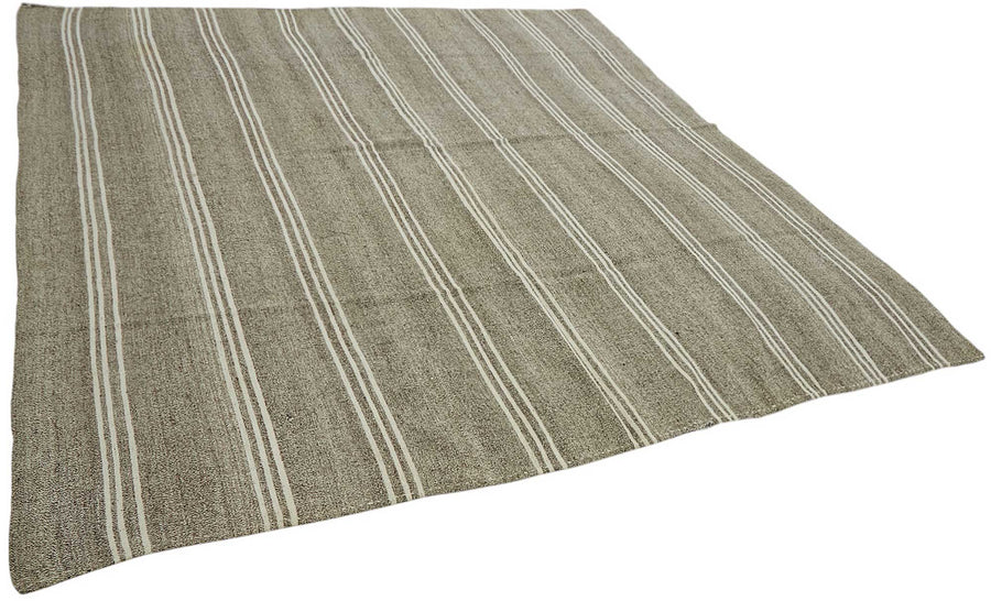 Truvo Çizgili Gri Beyaz El Dokuma Kilim Halı 280x318 cm 47199 – genel görünüm