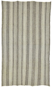 Truvo Çizgili Antrasit Gri ve Ekru Modern Kilim 243x412 cm