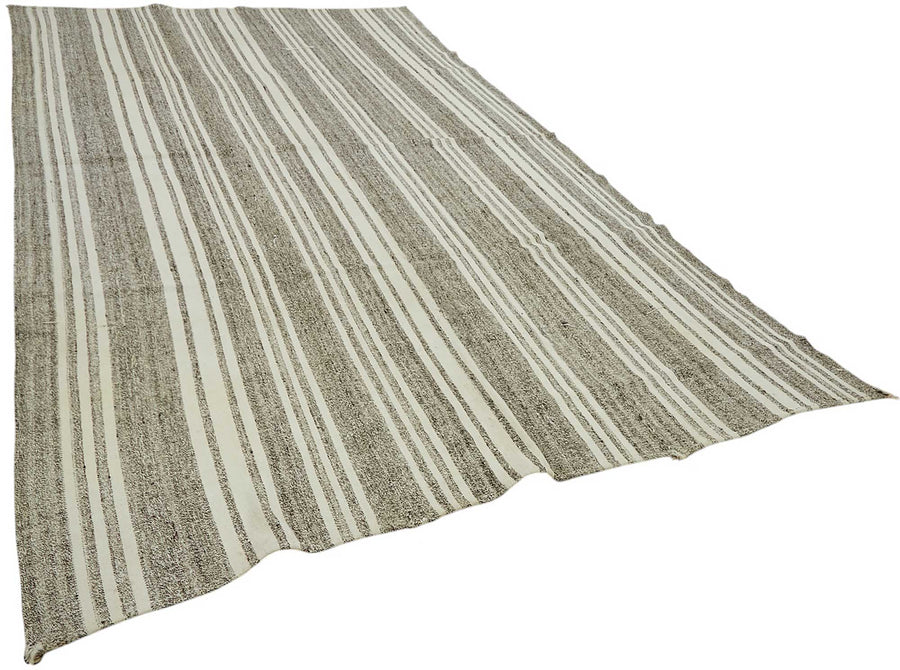 Truvo Çizgili Antrasit Gri ve Ekru Modern Kilim 243x412 cm – genel görünüm