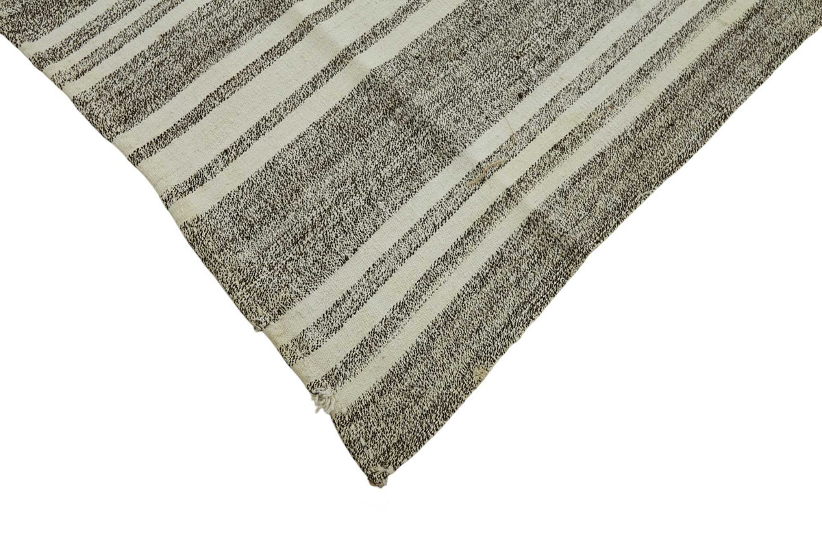 Truvo Çizgili Antrasit Gri ve Ekru Modern Kilim 243x412 cm – detay görünümü